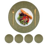 LuminaCreek Faux Leather Waterproof Heat Resistant Placemats Pack Of 4, 6, 8 17.7x11. Inches Multicolor(Green,CIRCLE-4)