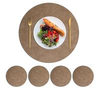LuminaCreek Faux Leather Waterproof Heat Resistant Placemats Pack Of 4, 6, 8 17.7x11. Inches Multicolor(Mud,CIRCLE-4)