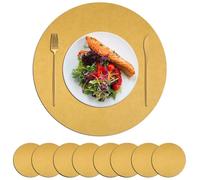 LuminaCreek Faux Leather Waterproof Heat Resistant Placemats Pack Of 4, 6, 8 17.7x11. Inches Multicolor(Yellow,CIRCLE-8)