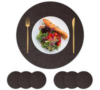 LuminaCreek Faux Leather Waterproof Heat Resistant Placemats Pack Of 4, 6, 8 17.7x11. Inches Multicolor(Chocolate,CIRCLE-4)