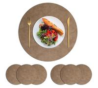 LuminaCreek Faux Leather Waterproof Heat Resistant Placemats Pack Of 4, 6, 8 17.7x11. Inches Multicolor(Mud,CIRCLE-8)
