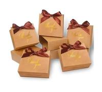 LuminaCr avour Boxes 50Pcs Thank You Bags Wedding Birthday Party Treat Decor Candy Cookie Packaging Boxes Chocolate(Brown)