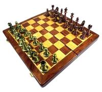 LuminaCreek Games International Chess Chess Board Foldable Wood Chess Set With Internal Storage Retro Classic Chess Pieces Chess Game