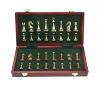 LuminaCr ames International Chess Chess Set Metal Glossy Bronze And Brass Chess Pieces Solid Wooden Folding Chess Board Professional