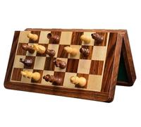 LuminaCr ames International Chess Chess Wooden Magnetic Chess Set Foldable Chess Board Game Set With Crafted Chesspiece Storage Slots(25cm)