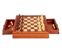 LuminaCr ames International Chess Solid Wood Chess Set With Double Drawer Magnetic Handmade Pieces Chess Board Multifunction For Adult(41 * 41cm)