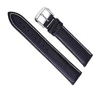 LuminaCr enuine Leather Replacement Watch Strap 12-24mm Cowhide Strap Bracelet(White thread black,24 mm)