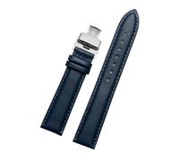 LuminaCr enuine Leather Strap Watch Strap for Men Women Watch Accessories(Blue Silve,14 mm)
