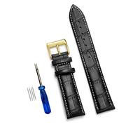 LuminaCr enuine Leather Watch Straps 12/14/16/18/20/22/24 mm Watch Strap Steel Pin Buckle Wrist Belt Bracelet + Tool(Black white 3,22mm)