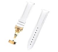 LuminaCr enuine Leather Watch Straps, 18/20/22/24mm Quick Release Automatic Butterfly Clasp, Coloured Genuine Leather Watch Strap for Mechanical Watches(WhiteGold,18mm)