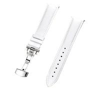 LuminaCr enuine Leather Watch Straps, 18/20/22/24mm Quick Release Automatic Butterfly Clasp, Coloured Genuine Leather Watch Strap for Mechanical Watches(WhiteSilver,20 mm)