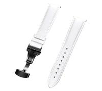 LuminaCr enuine Leather Watch Straps, 18/20/22/24mm Quick Release Automatic Butterfly Clasp, Coloured Genuine Leather Watch Strap for Mechanical Watches(WhiteBlack,2.4 cm)