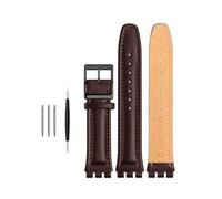 LuminaCreek Leather Bracelet 17 mm/19 mm Tooth Interface Watch Strap Men's Watch Replacement Strap(Brown Black Buckle,17mm)