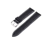 LuminaCreek Leather Watch Strap 10mm - 24mm Watch Strap Pin Buckle Watch Accessories(Black White Line,19mm)