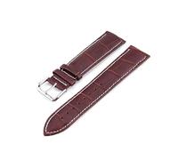 LuminaCreek Leather Watch Strap 10mm - 24mm Watch Strap Pin Buckle Watch Accessories(Brown White Line,18mm)