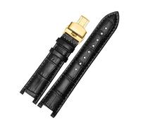 LuminaCreek Leather Watch Strap for Men Women Notch Strap 16mm - 22mm Replacement Watch Strap(Black Gold Type 2,20mm - 12mm)