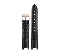LuminaCreek Leather Watch Strap for Men Women Notch Strap 16mm - 22mm Replacement Watch Strap(Black rose gold.,22mm - 13mm)