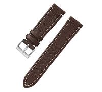 LuminaCreek Litchi Grain Genuine Leather Watch Strap 18-24mm Wrist Strap Silver Metal Buckle Strap(Coffee,19 mm)