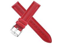 LuminaCreek Men's and Women's Leather Strap 13 mm 14 mm 16 mm 17 mm 18 mm 19 mm 20 mm(Red-silvery buckle,12mm)