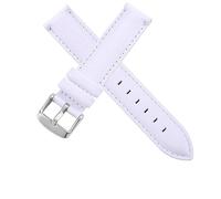 LuminaCreek Men's and Women's Leather Strap 13 mm 14 mm 16 mm 17 mm 18 mm 19 mm 20 mm(White-silvery buckle,16mm)