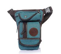 LuminaCreek Men's Canvas Drop Leg Bag Motorcycle Multi-Purpose Messenger Shoulder Bags Belt Hip Bum Waist Fanny Pack Drop Leg Bag(Light Blue)