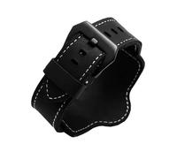 LuminaCreek Retro Leather Strap Men's Watch Replacement Strap 20 mm 22 mm 24 mm 26 mm Brown/Black with Mat(Black Buckle,24mm)