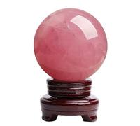 LuminaCreek Rose Quartz Crystal Ball with Stand Large Crystal Sphere Balls for Witchcraft and Decorative Balls(50mm)