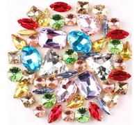LuminaCreek Sew on Rhinestone Glass Crystals, 50Pcs/Bag Gold Claw Sew On Rhinestone Shapes Mix Jelly Candy Pink Glass Crystal DIY Trims(50pcs Light Colors Mix)