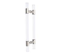 LuminaCreek Solid Acrylic Door Handles Heavy Duty, Clear Crystal Door Hardware Kit, Push Pull Handle Double Sided, Large Glass Door Pulls(Silver,60cm(23 5/8"))