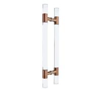 LuminaCreek Solid Acrylic Door Handles Heavy Duty, Clear Crystal Door Hardware Kit, Push Pull Handle Double Sided, Large Glass Door Pulls(Rose Gold,120cm(47 1/4"))