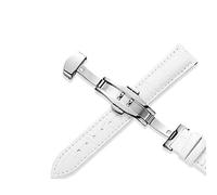 LuminaCreek Stainless Steel Watch Straps with Butterfly Clasp Universal Leather Watch Strap 20mm 22mm 12-24mm(White,13 mm)