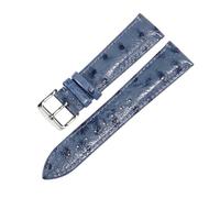 LuminaCreek Universal Leather Watch Strap Ostrich Pattern Leather Watch Strap 12mm - 24mm Watch Replacement Accessories(Baby Blue Silver B,23mm)