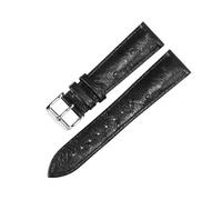 LuminaCreek Universal Leather Watch Strap Ostrich Pattern Leather Watch Strap 12mm - 24mm Watch Replacement Accessories(Black Silver B,23mm)