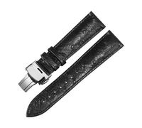 LuminaCreek Universal Leather Watch Strap Ostrich Pattern Leather Watch Strap 12mm - 24mm Watch Replacement Accessories(Black Silvera,23mm)