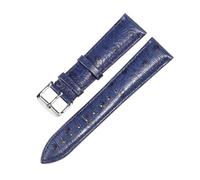 LuminaCreek Universal Leather Watch Strap Ostrich Pattern Leather Watch Strap 12mm - 24mm Watch Replacement Accessories(Blue Silver B,23mm)