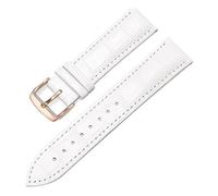 LuminaCreek Universal Replacement Leather Strap for 12mm-22mm Watch Band(White-rose gold,18mm)