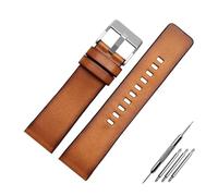 LuminaCreek Vintage Leather Watch Strap Retro Brown Strap 22 mm 24 mm 26 mm Men's Watch Accessories(Silver buckle.,22mm)