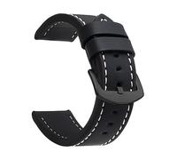 LuminaCreek Vintage Leather Watch Strap with Stainless Steel Buckle, Quick Release Replacement Strap for Men and Women(Black/white,18 mm)