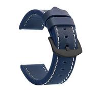 LuminaCreek Vintage Leather Watch Strap with Stainless Steel Buckle, Quick Release Replacement Strap for Men and Women(Blue White Black,20 mm)