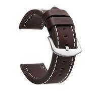 LuminaCreek Vintage Leather Watch Strap with Stainless Steel Buckle, Quick Release Replacement Strap for Men and Women(Dark Brown White S,20 mm)