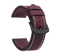 LuminaCreek Vintage Leather Watch Strap with Stainless Steel Buckle, Quick Release Replacement Strap for Men and Women(Bronze White Black,24 mm)