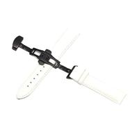 LuminaCreek Watch Black Leather Watch Straps 18 mm 20 mm 22 mm 24 mm Folding Clasp(White black,14mm)