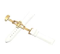 LuminaCreek Watch Black Leather Watch Straps 18 mm 20 mm 22 mm 24 mm Folding Clasp(White gold,19mm)