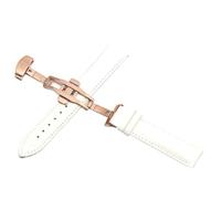 LuminaCreek Watch Black Leather Watch Straps 18 mm 20 mm 22 mm 24 mm Folding Clasp(White rose gold,22 mm)