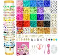LuminaLux 4600 PCs Clay Beads Bracelet Making Kit, Preppy Flat Polymer Heishi Beads for Jewellery Making Kit, with Charms DIY Craft Gifts for Friendship Teen Girls