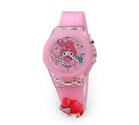 LuminaLux Girls Analog Quartz Watch, Colorful Silicone Strap for Girls, Gift for 3-10 Year Olds, Sparkling, 3D, Light LED Flashing, My Melody, Pink, Packed in Colorful Box