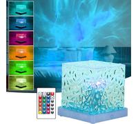 LuminaLux Light Projector, 16-Color RGB Ocean Wave Sensory Light With 16 Colours, LED Crystal Cube Lamp, Remote Control Dimmable Night Light for Kids, Bedroom, Living Room, Nightstand, Party, Romantic