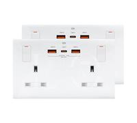 LuminaOne Pro USB Type-C Double Wall Socket | 35 W Max Output | 13 A 2-Gang Screwless Modern White Design (2)