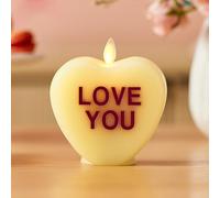 Luminara Candy Heart Love You Lemon Chiffon Candle- Flameless Real-Flame Romantic Battery Operated LED Decor- Valentine's Day Collection- 3.8" x 4.3"