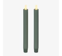 Luminara - Flameless Battery Operated Taper Candle - Iceberg Green - Pack of 2-1x9.75 - LED Flickering Flame - Realistic Safe for Home Kids and Pets